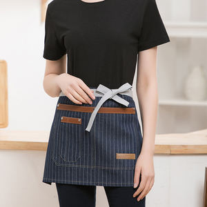 Delantal <span class=keywords><strong>Vintage</strong></span> de alta calidad para camarero, tela vaquera de alta resistencia, medio delantal con cuero - Product Image 1