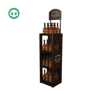 Estante de exhibición de madera para botellas, vitrina de madera para licor