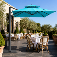 Parasol cantilever rotatif à 360 degrés avec commande au pied, inclinaison réglable à une main, pour extérieur et resort