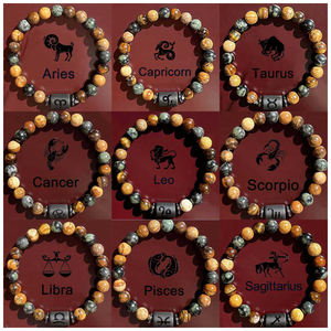 Nuevo Diseño, Pulsera de Piedras Naturales de los 12 Signos del Zodiaco, Ojo de Tigre Amarillo, Piedra de Hígado Negra, Joyería de Moda, Brazalete, Regalo - Product Image 1