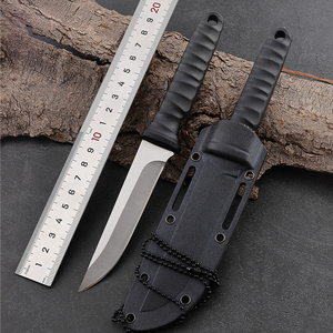 3.90 "đen oxided thẳng trở lại lưỡi nhựa xử lý đen đúc vỏ bọc cố định lưỡi dao cổ với Chuỗi cổ - Product Image 2