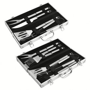 Ensemble d'outils de barbecue robustes personnalisés dans un étui pour la fête des pères et Noël, ensemble d'accessoires de barbecue pour la cuisine en plein air, le camping - Product Image 2