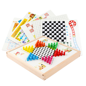 Classic Early Education Toddlers Kids 27 in 1 Board Games Animal/Aeroplane/Chinese Chess/<strong>Draughts</strong>/Gobang <strong>Set</strong> - Product Image 1