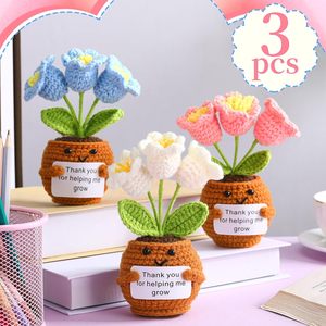 ชุดของขวัญขอบคุณครู 3 ชิ้น ของขวัญต้อนรับเปิดเทอม ตุ๊กตาดอกกล้วยไม้โครเชต์ทำมือ ขอบคุณที่ช่วยให้ฉันเติบโต - Product Image 3