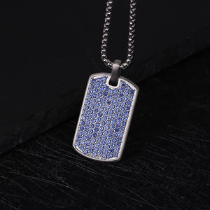 Vente en gros <span class=keywords><strong>Collier</strong></span> pendentif en acier inoxydable 316L avec étiquette de chien en zircon pour hommes Logo gravé sans ternissement <span class=keywords><strong>Collier</strong></span> avec étiquette <span class=keywords><strong>militaire</strong></span> en diamant - Product Image 2