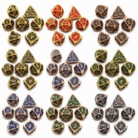 Jeu de dés polyédriques Swirl Frame 7 pièces pour RPG et DND avec chiffres en relief pour jeux de rôle sur table