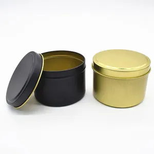 Vàng Đen tinplate nến tins 2oz 4oz 6oz 8oz rỗng Nến Lọ trang trí vàng kim loại container