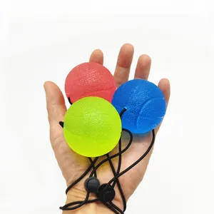 Rehabilitation Exercise Portable TPE Grip Ball With Rope Fitness Small Equipment Basketball-shaped Pressure Vent Ball