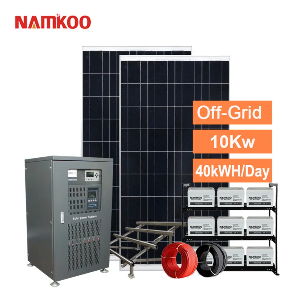 Namkoo वाणिज्यिक प्रकार 3 चरण 10Kw 20Kw 30Kw 40Kw सौर प्रणाली बैटरी 10000Wp 20000Wp 30000Wp बंद ग्रिड पावर Offgrid 10Kw पैनल