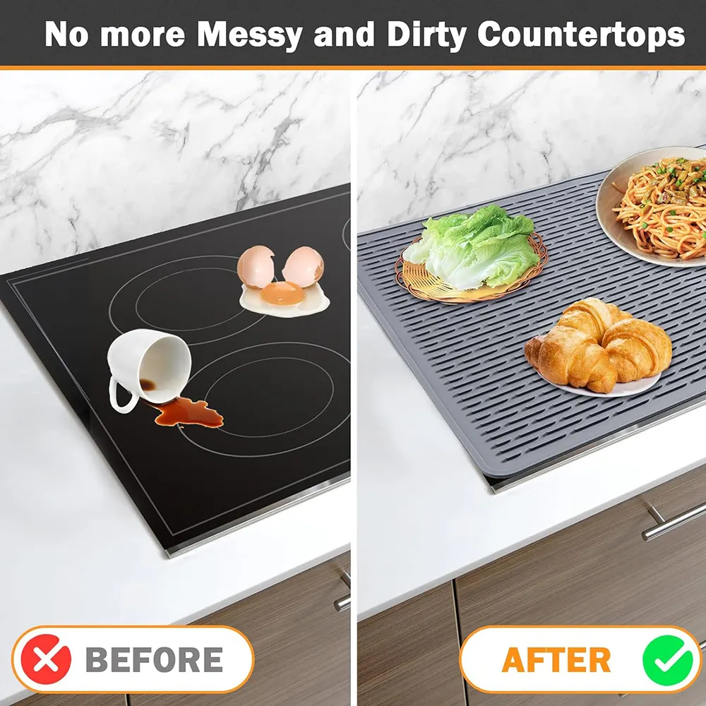 Eco-Life Non-Slip Heat Resistant Oven Top Cover Gas Stove Tempered Glass Top Cover Silicone Electric Stove Top Cover