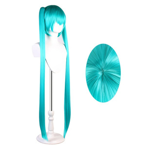 Peluca de <span class=keywords><strong>Cosplay</strong></span> de Seda Doméstica Estilo Princesa de 400g para Vocaloid <span class=keywords><strong>Hatsune</strong></span> <span class=keywords><strong>Miku</strong></span>, Color Azul Aqua, Transfronteriza - Product Image 5