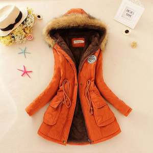 Parka à capuche épaisse et chaude pour femmes Mujer Manteau rembourré en coton Long Paragraphe Plus Size Slim Jacket Female - Product Image 4