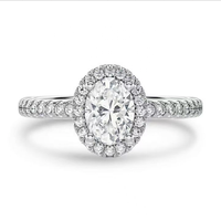 Bagues en argent S925 plaqué rhodium, serties de moissanite ovale couleur D, tendance, pour un cadeau d'anniversaire ou de mariage