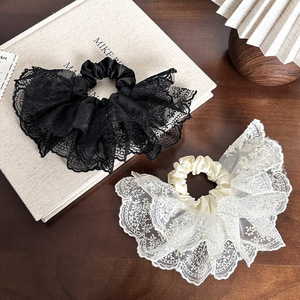 Elegant <b>Lace</b> Double-Layer Fabric Hair Ties Feminine Scrunchies for Women-Wedding & Daily Use Hair Accessories - Product Image 1