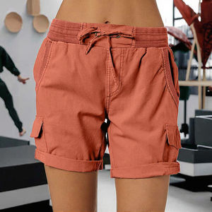 Shorts de sport pour femmes, taille mi-haute, coupe régulière, taille élastique, respirant, en toile, séchage rapide, imperméable, pour la salle de sport, l'entraînement, décontracté, en plein air - Product Image 3