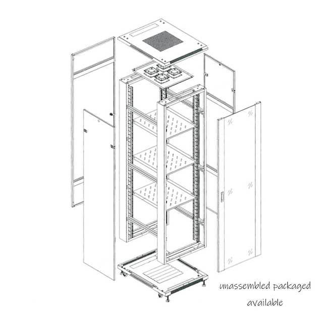19 Inch Steel Network Cabinet Custom Size Server Rack Enclosure Tempered Glass Door 42U IP20 Protection OEM/ODM Service Outdoor
