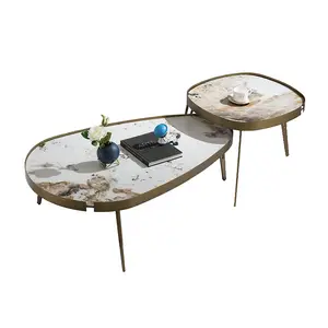 Luxus moderner runder Marmor Couchtisch unregelmäßige Form Felscheitplatte Couchtisch individuelles Design minimalistische Möbel