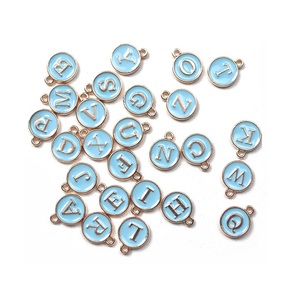 Accessoires de bijoux DIY, bracelet en émail double face, boucles d'oreilles, petit pendentif, breloque 26 lettres - Product Image 2