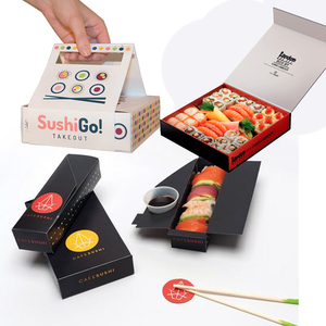 Boîte coulissante d'emballage de tirage de récipient à sushi personnalisé, boîte à emporter diviseur de style première, boîte à sushi bento boîte à sushi japonaise noire - Product Image 2