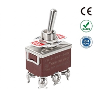 Interrupteur à bascule électrique 12VDC 250VAC 15A ON/OFF/ON 6 broches 3 voies DPDT à verrouillage, vente directe usine CE ROHS pour voiture et bateau