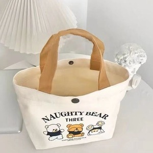 Naughty Bear Three Canvas Tote Bag Women <b>Small</b> Portable <b>Handbag</b> Student Office Use - Product Image 2