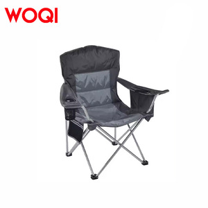 Chaise pliante Woqi d'extérieur, structure en aluminium, tissu Oxford gris et noir, avec porte-gobelet et sac de rangement - Product Image 3