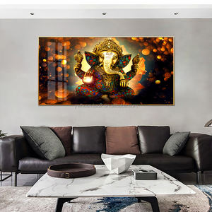Home Decor Lord Ganesha Hindoe Goden Canvas Foto <span class=keywords><strong>Ganesh</strong></span> Posters Grote Ganesha Glas Schilderen - Product Image 4