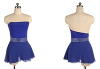LIUHUO Robe de patinage artistique sur glace Filles Patinage Bleu Ballet Danse Léotard Robe dentelle florale Robe noire et rouge CA