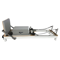 Lit de Pilates Commercial à Cadre en Aluminium, Machine d'Exercice Pilates Non Pliable avec Appui-tête et Sangles pour Yoga