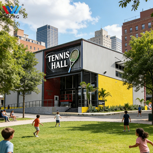 Structure acoustique en acier économique pour la construction de clubs de tennis, utilisant des poutres en H galvanisées pour une salle de tennis intérieure - Product Image 1