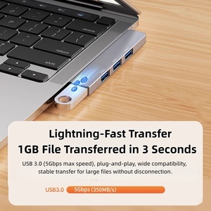 ฮับ <span class=keywords><strong>USB</strong></span> 3.0 แบบ 4 พอร์ต อะแดปเตอร์ <span class=keywords><strong>USB</strong></span>-A/Type-<span class=keywords><strong>C</strong></span> อลูมิเนียมอัลลอยด์ ปลั๊กแอนด์เพลย์ 5Gbps การถ่ายโอนข้อมูลที่รวดเร็ว ความเข้ากันได้สากล แล็ปท็อปแมคบุค - Product Image 3