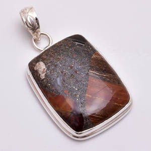 จี้พลอยเงิน 925 แข็ง, จี้พลอยอาเกตธรรมชาติมอส, ผู้จัดจําหน่ายเครื่องประดับพลอยชั้นดีใหม่ - Product Image 2