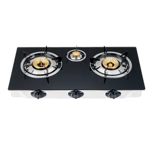 China Hot selling three Burner Glass top home Cooker kitchen Gas Stove cooker gas