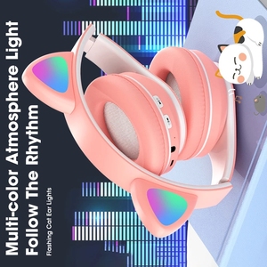 Audífonos <span class=keywords><strong>Inalámbricos</strong></span> Rusos B39 STN28 con Orejas de Gato, Luz Brillante, Sonido Estéreo, Bajos Profundos, <span class=keywords><strong>Cascos</strong></span> para Niños, Regalos para Chicas <span class=keywords><strong>Gamers</strong></span>, Audífonos para Juegos de PC y Teléfono - Product Image 3