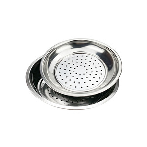 Assiette de Cuisson Polyvalente Ronde en Acier Inoxydable pour Cuisson à la Vapeur, Panier à Fruits et Légumes, et Assiette à Raviolis - Product Image 1