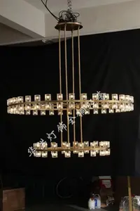 Modern Round Glass Chandelier Brass Pedant Light Luxury Ceiling Hanging Lamp For Home Project Bronze Suspension Lamps