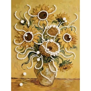 Wholesale Custom 40*50m Modern Floral <b>Canvas</b> Wall Decor Sunflower DIY Pearl Painting Pearl Painting with <b>Frame</b> for Beginners - Product Image 1