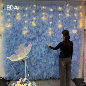 LEDA Tissu mural en tulle personnalisé, rideau enroulable pour décoration de scène de mariage, fête ou anniversaire - Product Image 3