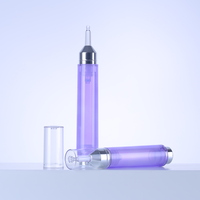Flacon pompe airless en forme de seringue en PC de 7,5 ml, 10 ml, 15 ml avec épaule en aluminium – Contenant de luxe sous vide pour sérum et essence