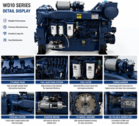 Mesin Diesel Kelautan SCDC Weichai WD10C190-18 190HP 1800RPM 6 Silinder Turbocharged Berpendingin Air untuk Kapal Nelayan dan Kapal Kerja