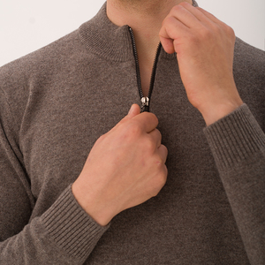 Pull en laine pour homme à demi-zip, tricoté à manches longues - Product Image 6