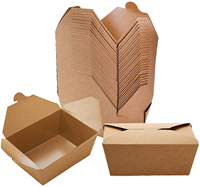 Boîte d'emballage personnalisée en papier kraft de qualité alimentaire jetable, carrée, pour plats à emporter, avec pelliculage brillant, format King