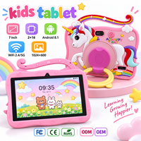 Tablette pour enfants 7 pouces Android 8.1 2 Go 16 Go WiFi 1024x600 rose licorne, tablette PC pour enfants avec étui en silicone, poignée et support
