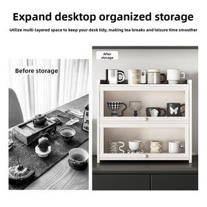 Rak Penyimpanan Cangkir Peralatan Makan Tiga Lapis Tahan Debu Rak <span class=keywords><strong>Display</strong></span> Mug Kopi Meja Dapur Rak Tempat Cangkir Teh Meja Dapur - Product Image 5