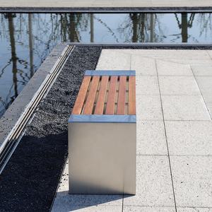 Bancos de parque comercial Silla de jardí<span class=keywords><strong>n</strong></span> de madera al aire libre sin respaldo bancos de hierro para área pública - Product Image 6