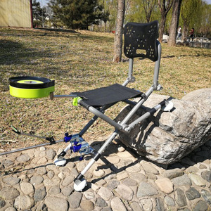 Chaise de pêche pliante en alliage d'aluminium avec pieds réglables et dossier, pour usage extérieur - Product Image 1