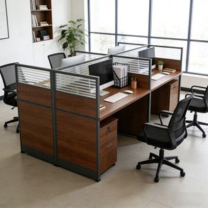 Cabines de bureau modulaires efficaces, cloisons de confidentialité commerciales, bureaux informatiques pour 6/4 employés avec écrans, meubles de séparation - Product Image 1