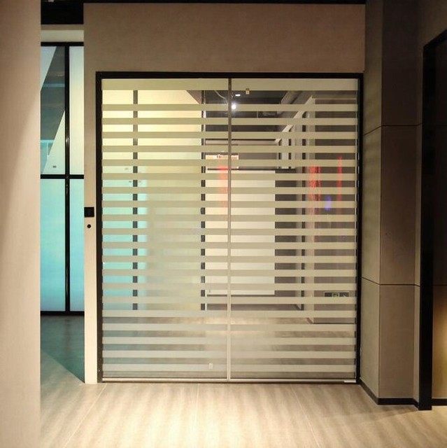 Customizable Size Smart PDLC Film Electric Switchable Privacy Glass Tint with Louver Effect for Curtain Wall & Office Partition