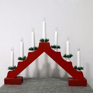 Artículo en Oferta: Lámpara LED de Madera con Forma de Puente, 7L, Luz Blanca Cálida, Color del Puente: Rojo - Product Image 2