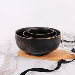Nuovo Design Stile Giapponese, Stoviglie per Ristorante, Ciotola Rotonda in Ceramica per Riso, Ramen e Zuppa con Bordo Dorato - Product Image 2